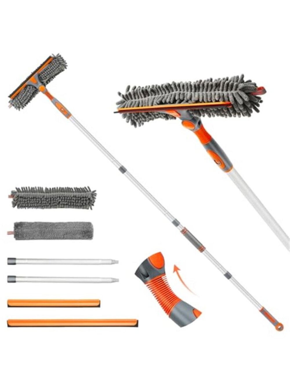 89'' Squeegee Window Cleaner 2 in 1 Rotatable Window Cleaning Tool Kit